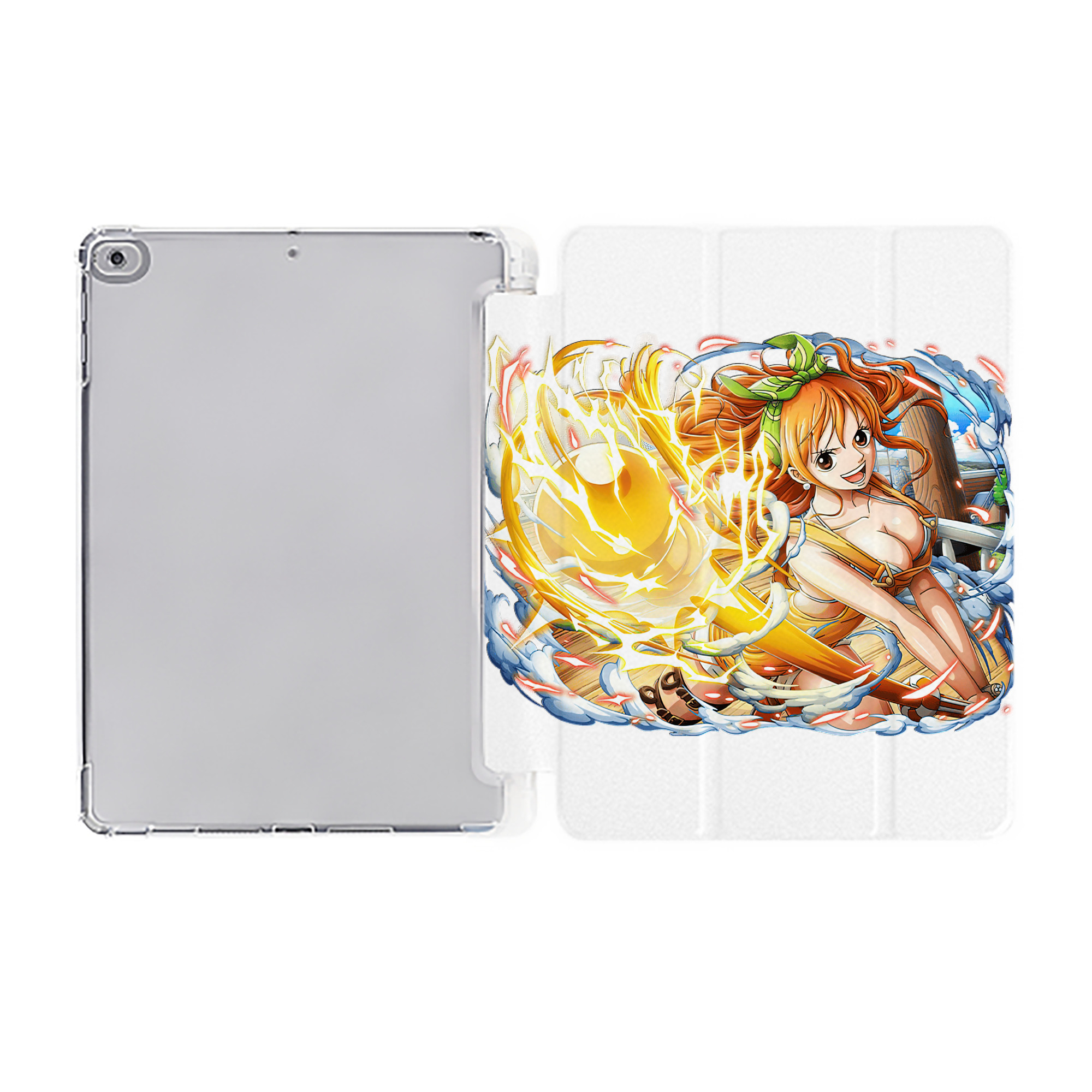 （画像用） ワンピース ナミ ONE PIECE Nami IPad ケース ペン収納付き 三つ折りスタンド PUレザー×シリコン 対応機種9.5/10.5/10.9インチ